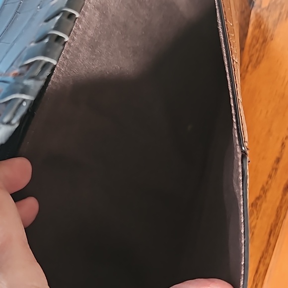 Chicos Croc Textured Women's Brown And Black Clutch - Picture 6 of 13